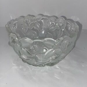 Mikasa small vintage crystal bowl embossed with roses